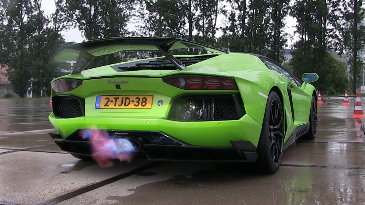 Lamborghini Aventador With Akrapovic Exhaust Breathes Fire